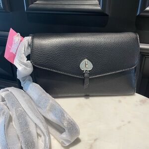Kate Spade Black Clutch/Shoulder/Crossbody Bag with Gold Accents